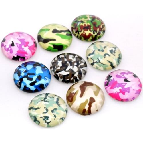 8mm-25mm Mix Colors Camouflage Mixed Handmade Glass Cabochons Pattern Domed Jewelry Accessories Supplies