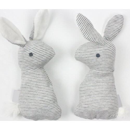 Baby baby hand rattle cute long ear Bunny multifunctional baby plush toy BB sound baby hand Rattle Toy