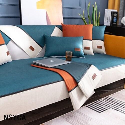 Sofa Cushion Waterproof Anti Cat Claw Three Anti Cloth Sofa Cushion Four Seasons General Modern Simple Solid Sofa Cover Towel