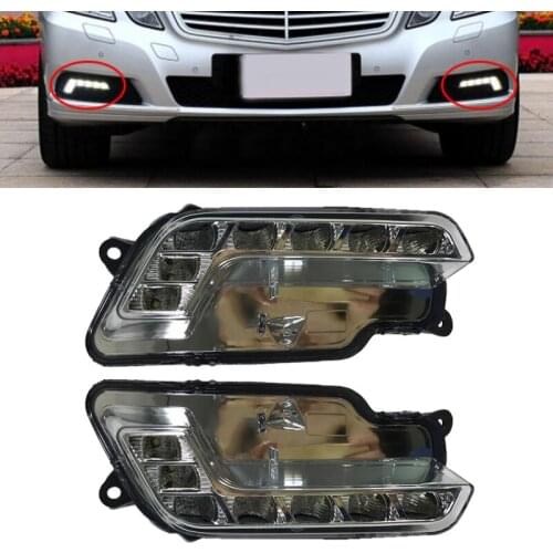 DWCX 2pcs Car Front Bumper Daytime Running Light DRL Fog Lamp 2128200856 Fit For Mercedes-Benz E Class W212 2009-2011 2012 2013