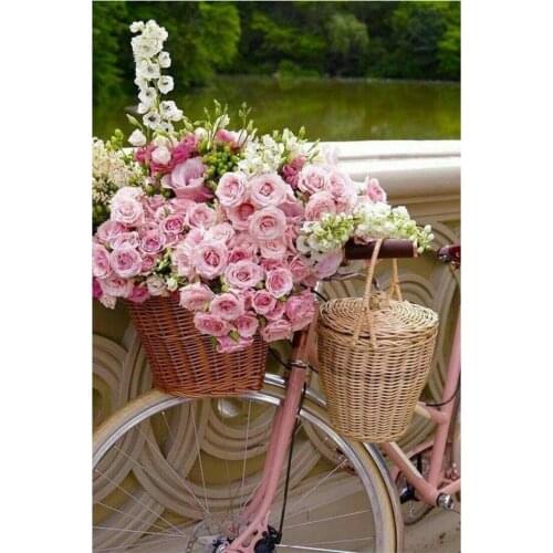 Dpsprue Full Square/Round 5D Diy Diamond Painting Cross Stitch "Bike Flower" Diamond 3D Embroidery Mosaic Home Decor Gift