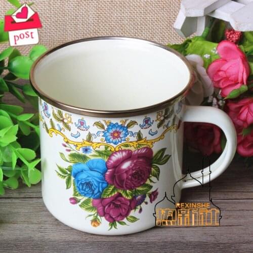 Xinjiang specialty restaurant hand painted enamel cup Islamic halal restaurant tea cup tea mug can be filled with water