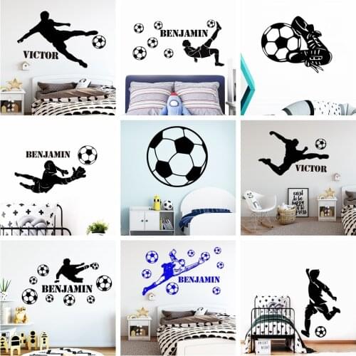 Football Custom Name Of Soccer Wall Sticker For Kids Room Decoration Boys Children Room Decor Vinyl Decal Removable Mural Decals