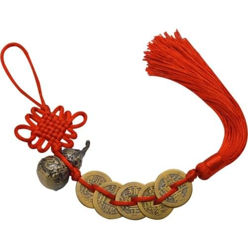 Chinese Feng Shui Retro Color Tai Chi Wu Lou Hu Lu Miniaturas Copper Alloy Gourd Amulet Home Decoration Accessories Vintage S