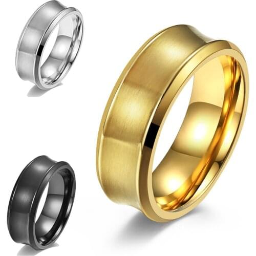 Stainless Steel Geometric Ring for Women Men Black Gold Silver Color Unisex Jewelry Creative Gifts