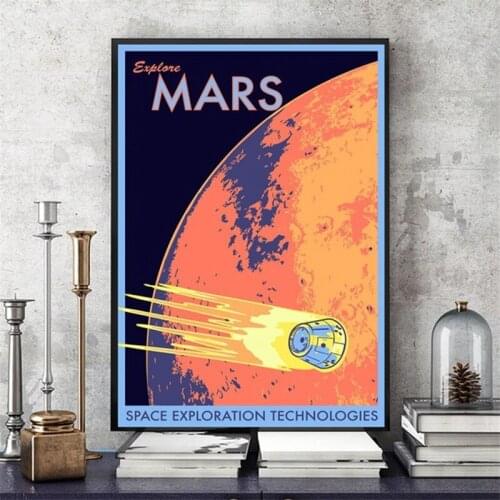 Space Vintage Soviet Artwork Wall Art Canvas Painting Poster For Home Decor Posters And Prints framed Decorative Pictures