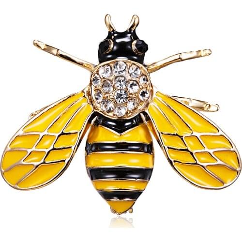 Fashion Exquisite Bee Rhinestone Painting Oil Brooches for Women Cute Style Beautiful Party Animal Brooch Pins Jewelry Gifts