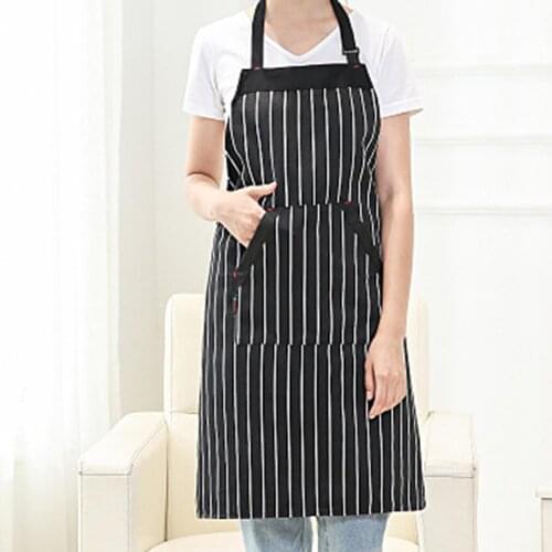 Fashion Black White Stripes Design Waterproof Unisex Apron Kitchen Supplies