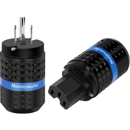 Monosaudio M102R/F102R Hi-end Pure Copper Schuko Power Plug Connector +IEC Female Connector Plug HIFI EU Power Cable Plug