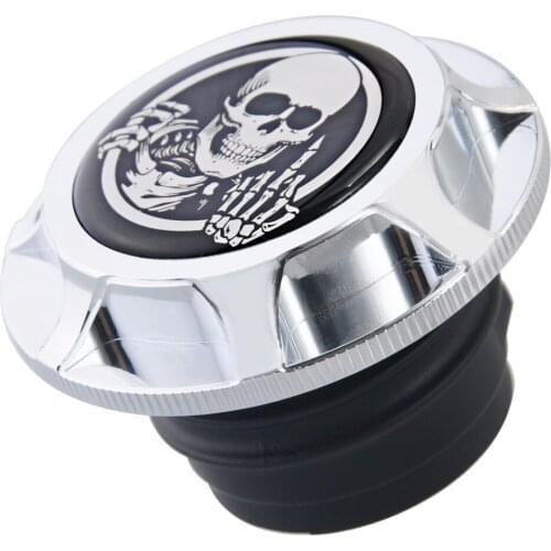 Motorcycle Chrome Skull Finger Fuel Gas Oil Tank Cap Cover 3D Patch For Harley Sportster XL Dyna Softail Touring Road King Trike