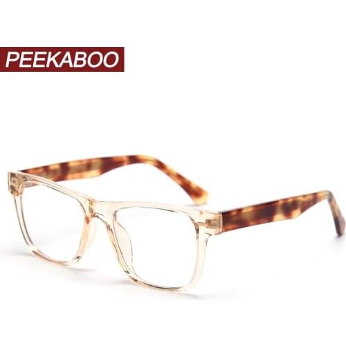 Peekaboo mens square glasses for women brown black grey acetate optical glasses frame tr90 clear lens korean style unisex