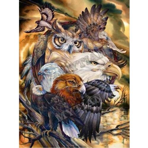 Animals Embroidery Pattern diamond owls,wolves full drill resin 5D DIY paintings 3D Cross stitch kits mosaic painting home decor