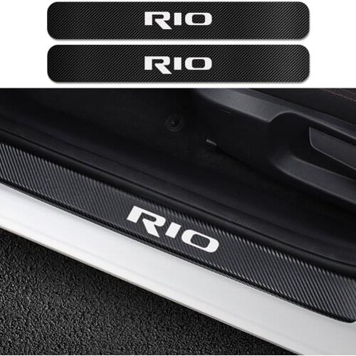 4PCS For Kia Rio 3 4 K2 K3 X-Line Car Door Sill Plate Stickers Auto Scratch Protector Decals Carbon Fiber Car Tuning Accessories