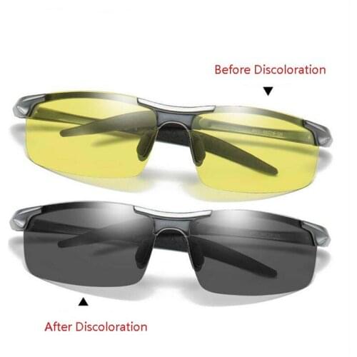 Real Photochromic Polarized Sunglasses Day Night Vision Goggles Driving Aluminum Magnesium Anti-glare Sun Glasses For Men