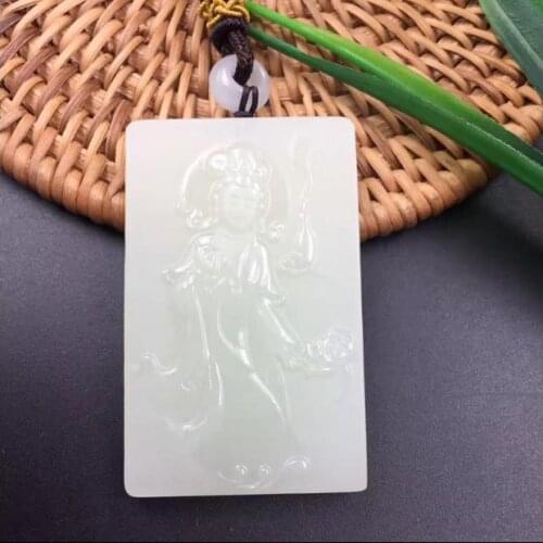 Natural Xinjiang Hetian jade white jade ornaments pendant 33 * 53 * 8mm with certificate