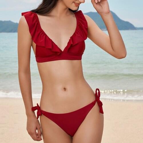 2021 Cross-border Sexy Ever-changing Solid Color Swimwear Retro Fashion Sexy Female Swimsuits Two Piece