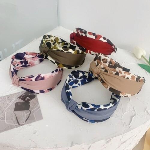 Fashion Women Leopard Dot Headband Cross Knoted Hairbands For Lady Smple Hair Bands Hoop Girls Winter Printing Hair Accessories