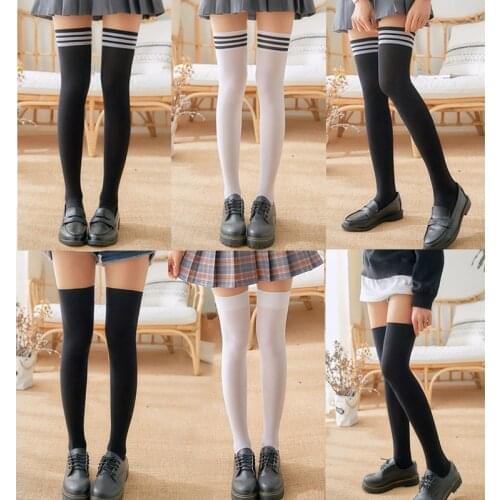 Brand New Women Sexy Thigh High Stockings Over Knee Socks Black White Stretch Stocking Temptation Medias Overknee Long Socks