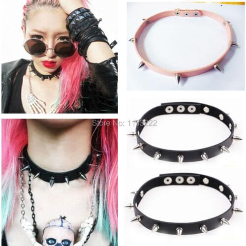 Wholesale Punk Gothic Jewelry Studded Spikes Choker Round Choker HANDMADE Harajuku Rivet Neck Collar Necklace