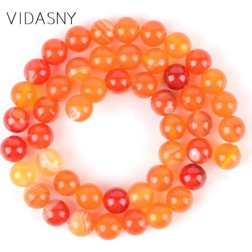 Orange Stripe Agates Natural Stone Beads For Jewelry Making 4/6/8/10/12mm Round Spacer Beads Diy Bracelet Necklace 15inch