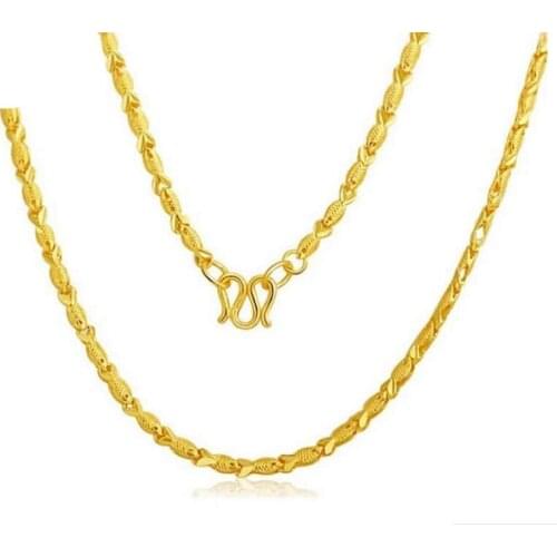 Pure Yellow Gold Fish chain Necklace/ 24K 999 Gold Lucky Necklace 8.7-9.5g