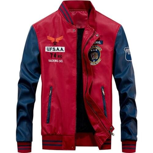 Dropshipping Leather Jacket Men Motorcycle Baseball Jackets Male Windbreaker Outwear Fleece Faux Leather Jacket Jaqueta Couro