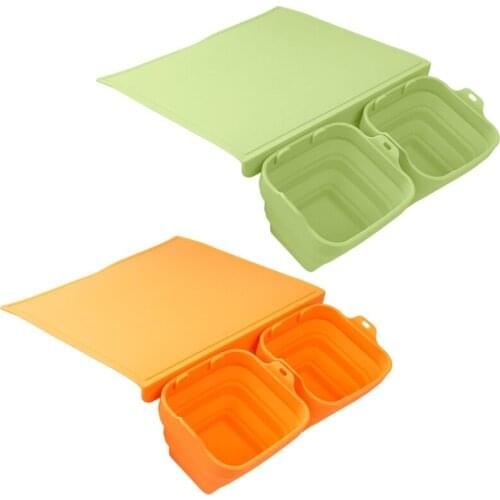 W0YD Silicone Chopping Mat Flexible Cutting Board Food Grade Material Silicone 2 Colors Non-Slipping for Kitchen with 2 Bowls