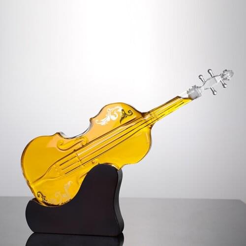 800Ml Craft Bottle Glass High-End Violin Whisky Decanter With Holder Wine Whiskey Set for Champagne 27OZ