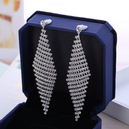Rhinestone Crystal Earrings Retro Fashion Personality Temperament Eardrop Valentine Bride Wedding Dress Accessories 171109-5