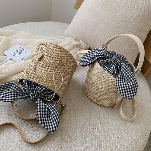 New Fashion Shoulder Bag For Women mini Straw Handbags Fashion polka dot bow bucket bag bolsa feminina #25