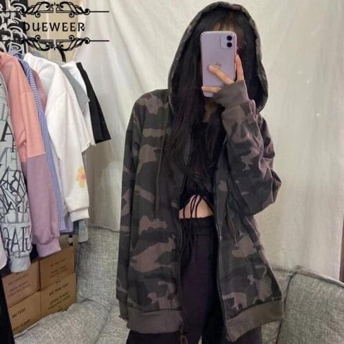 Hoodies Womens Camouflage Oversize Streetwear Hoodie Women With Hat Korean Style Chic BF Fashion Causal All-match Simple Ins