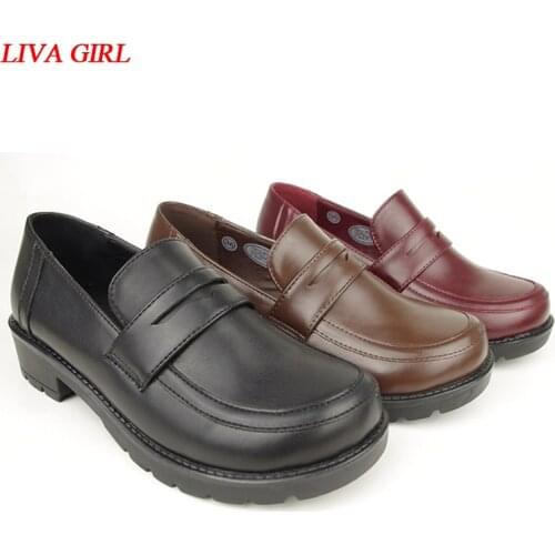 Japanese School Students Uniform Shoes Uwabaki JK Round Toe Women Girls Lolita Cosplay Low Heels