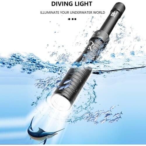 Waterproof Professional Powerful Super bright led Diving Flashlight Diver Light LED Underwater Torch Lamp Lanterna Safety Hammer