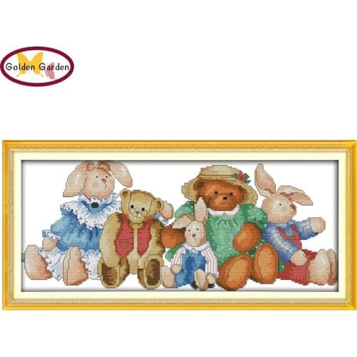 GG Old Friends Stamped Cross Stitch Patterns Joy Sunday 11CT 14CT Handcraft Embroidery Sets Cartoon Cross Stitch Kits for Kids