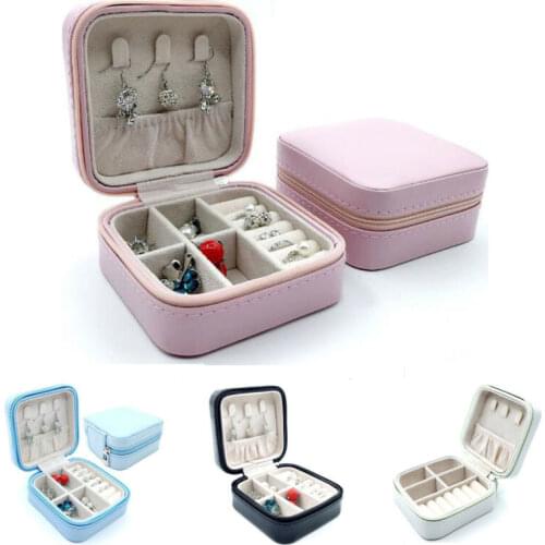 Women PU Leather Jewelry Box Fashion Necklace Ring Storage Case Organizer Display