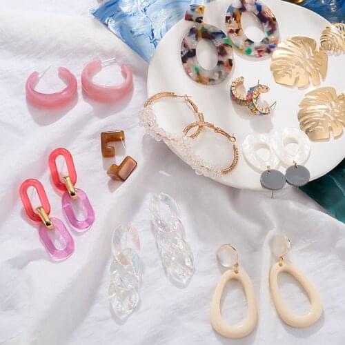 Womens Earrings Acrylic Earrings for Women Big Geometric Hoop Earrings Chain Round Dangle Hanging Earrings Fashion 2021 Jewelry