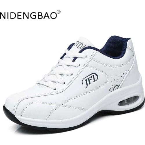 2021 Women Sneakers Running Shoes Air Cushion Lightweight PU Leather Female Outdoor Jogging Sports Shoes Damping Casual Trainers