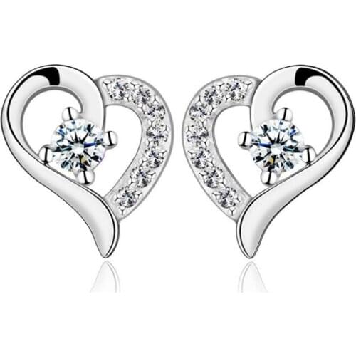 Elegant Beautiful S925 Silver CZ Crystal Stud Earring 100% Real 925 Sterling Silver Earrings for Women