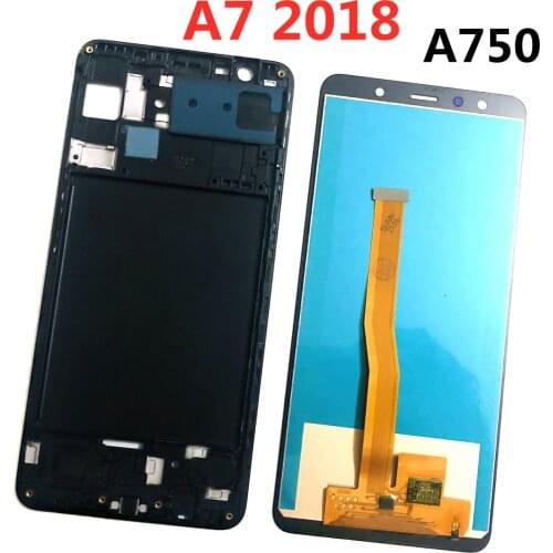 For SAMSUNG Galaxy A750 A7 2018 SM-A750F A750F LCD Display Touch Screen Digitizer Phone Housing Front Frame Replacement Parts