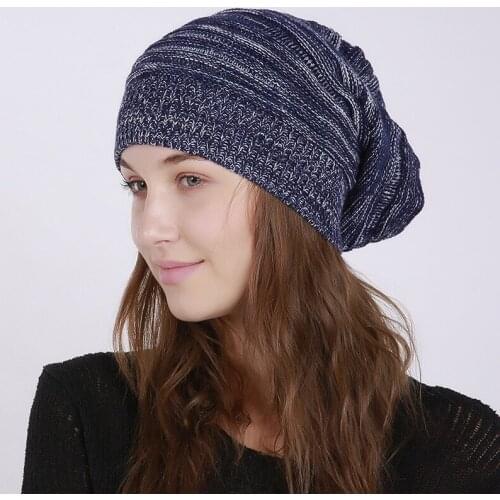 Mingjiebihuo new fashion girls autumn and winter new thin fold color mixed caps Unisex knitted wool outdoor hat