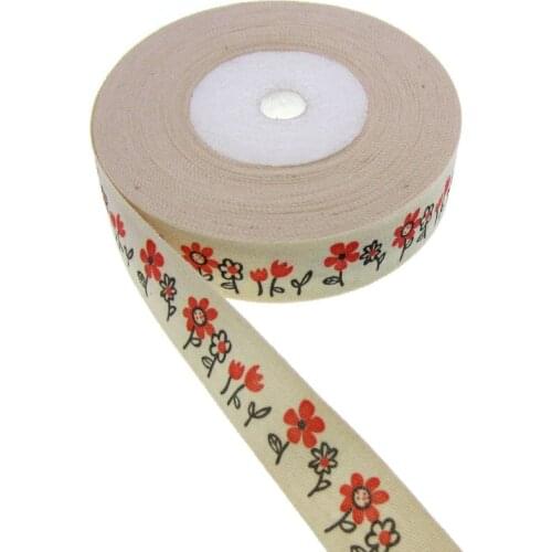 10 Yards 15mm cotton ribbon printed flower ribbons tape sewing fabric for packing Party DIY Decorations 5/8"