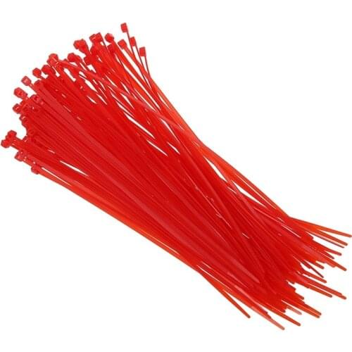 100 x 3 mm x 200 mm Red patch clamp stop cable wire tie