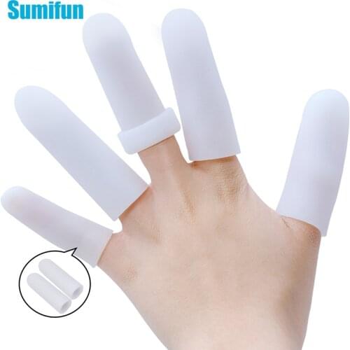 2Pcs White Thick Finger Protector Silicone Gel Tubes Thumb Covers Toe Protection For Corn Blister Cracked Pain 2.3*6.7cm C1597