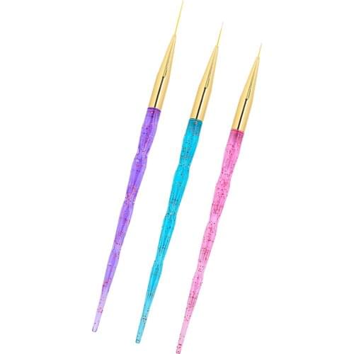 3x Nail Art Liner Brush Acrylic UV Gel Polish Painting Gradient Pen