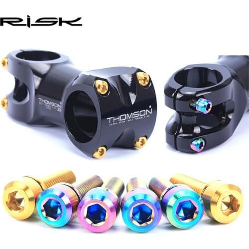 RISK 6PCS M5*18mm M5*20mm TC4 Titanium alloy Bicycle stem fixing screws Bolts For Bike MTB Bike Parts 3 Colors