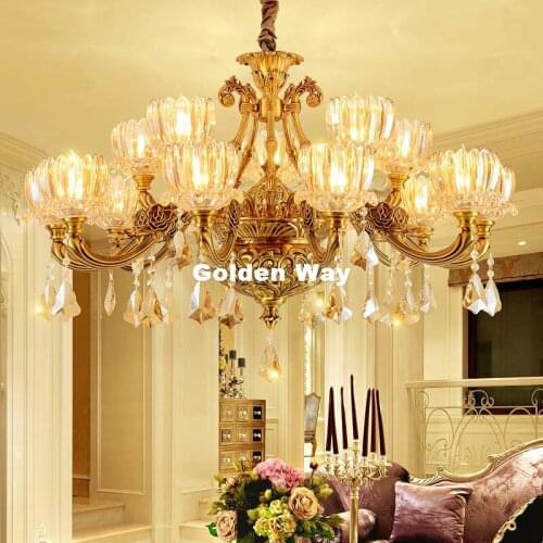 Free Shipping Modern K9 Crystal Zinc Alloy Chandelier E14 Bronze Color Chandeliers Living Room Dinning Room Crystal Hanging Lamp