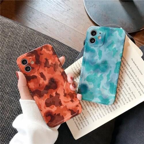 Retro marble amber Gradient art japanese Phone Case for apple iPhone 12 11 Pro Max Xr Xs Max 7 8 Plus 7Plus case Cute soft Cover