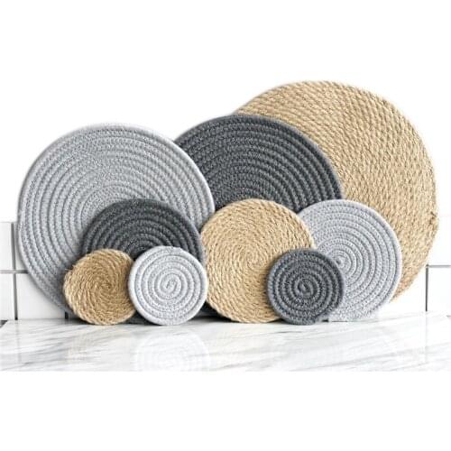 Cotton Coasters Linen Round Mats Set Insulation Coffee Pad Placemat For Dining Table Kitchen Home Decoration Accessories Modern
