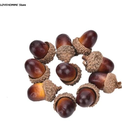 10PCS Artificial Lifelike Simulation Small Acorn Plant Decoration Fake Fruit Autumn Home House Kitchen Decor Photography Props