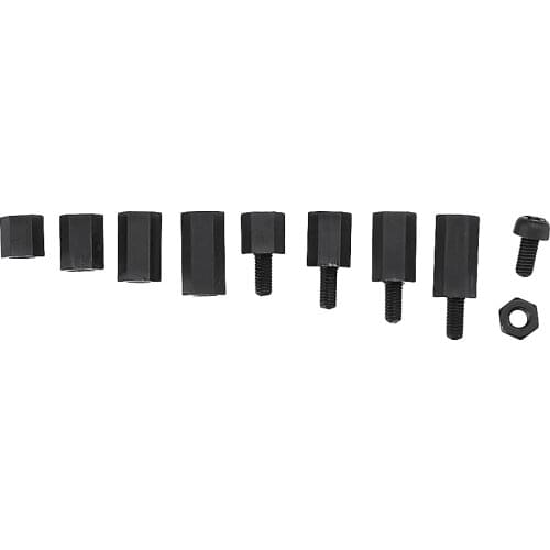 M3NH1 M3 Nylon Screw Black Hex Screw Nut Nylon PCB Standoff Assortment Kit 300pcs